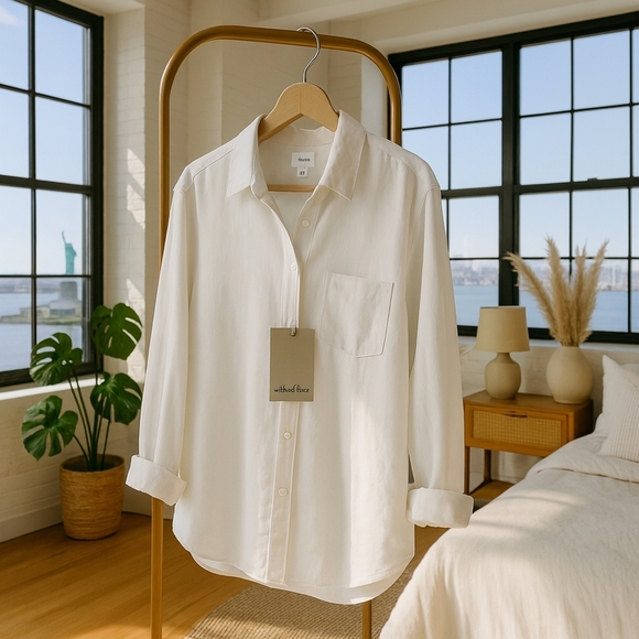 Aritzia Wilfred 2XS Oversized Minimalist Relaxed Linen Button Front Shirt New - Picture 1 of 7